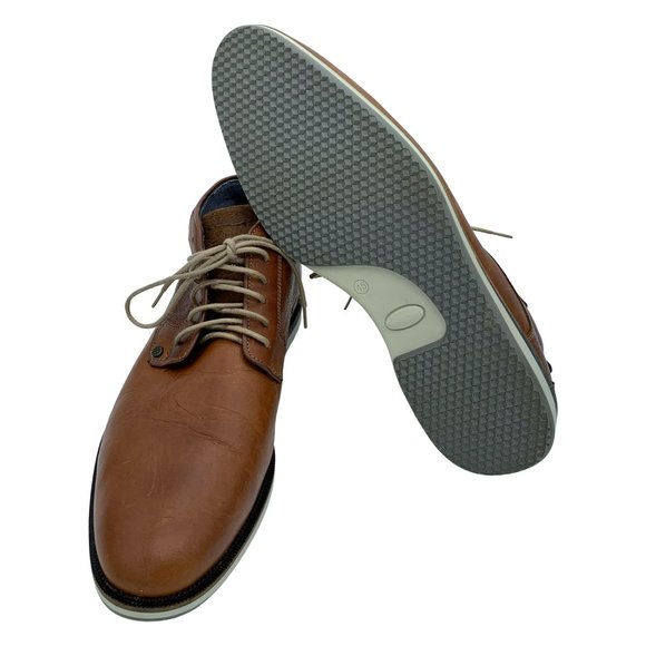 BULL BOXER Leather Oxford Cognac Ankle Boots - Picture 7 of 9